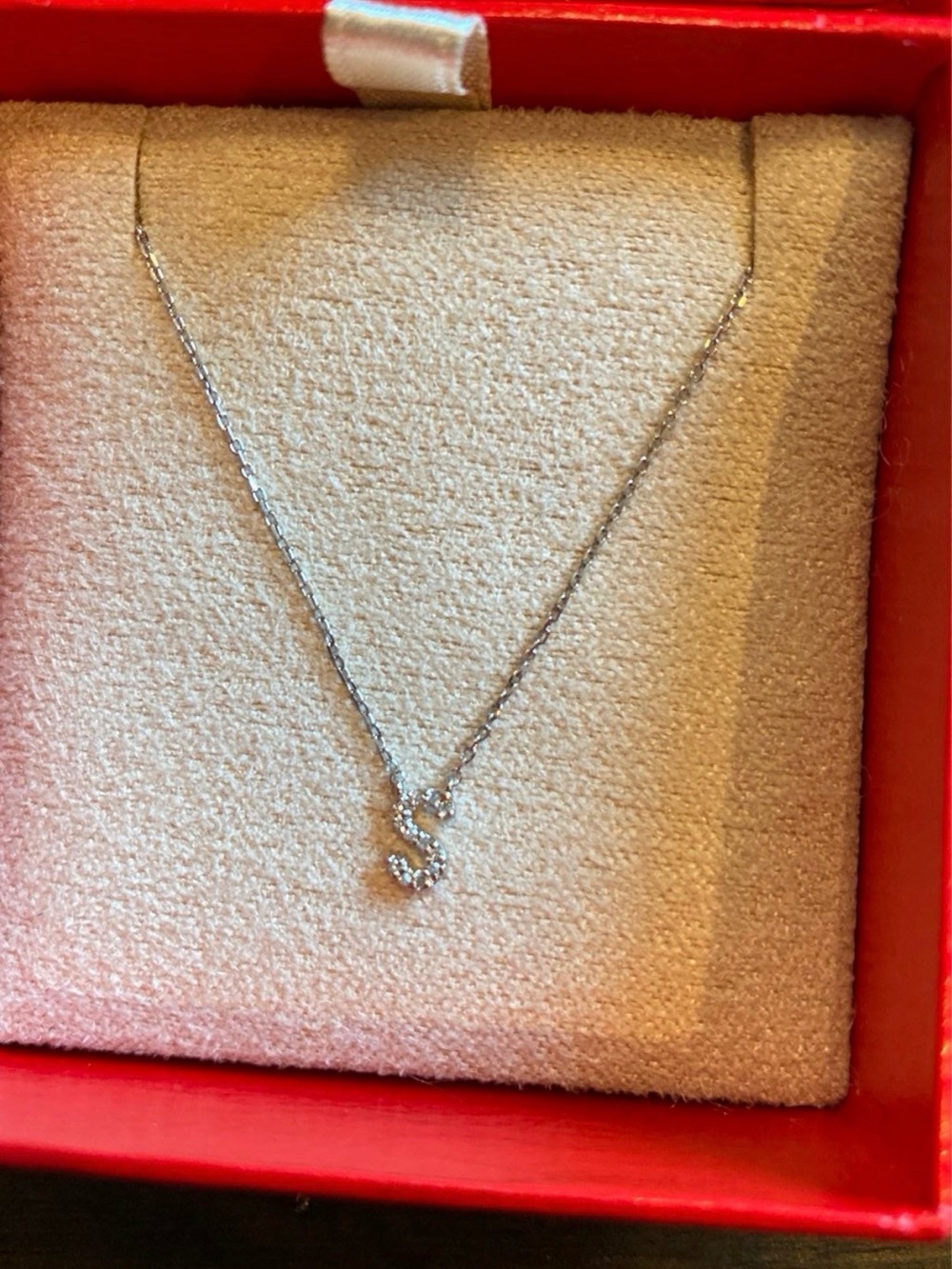 Sterling Silver Diamond S Monogram necklace